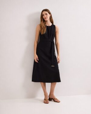 Black Sleeveless Midi Dress