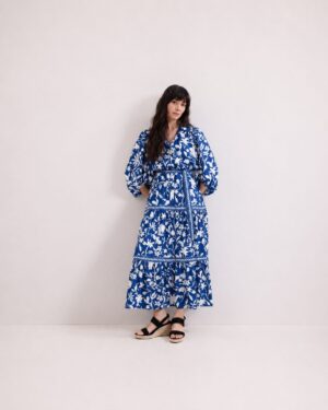 Blue Floral Shirt Dress