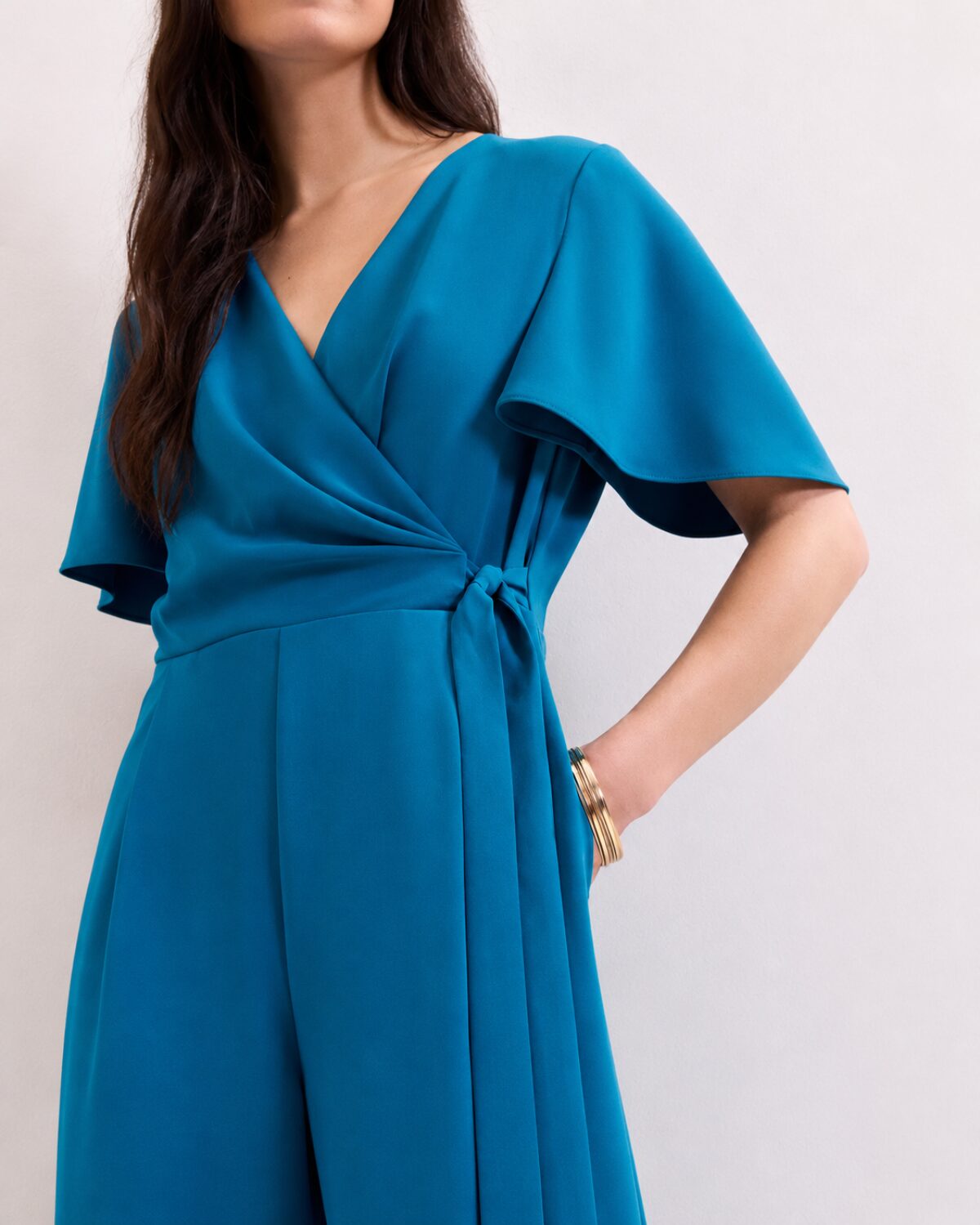 Blue Wrap Wide Leg Jumpsuit - Image 3