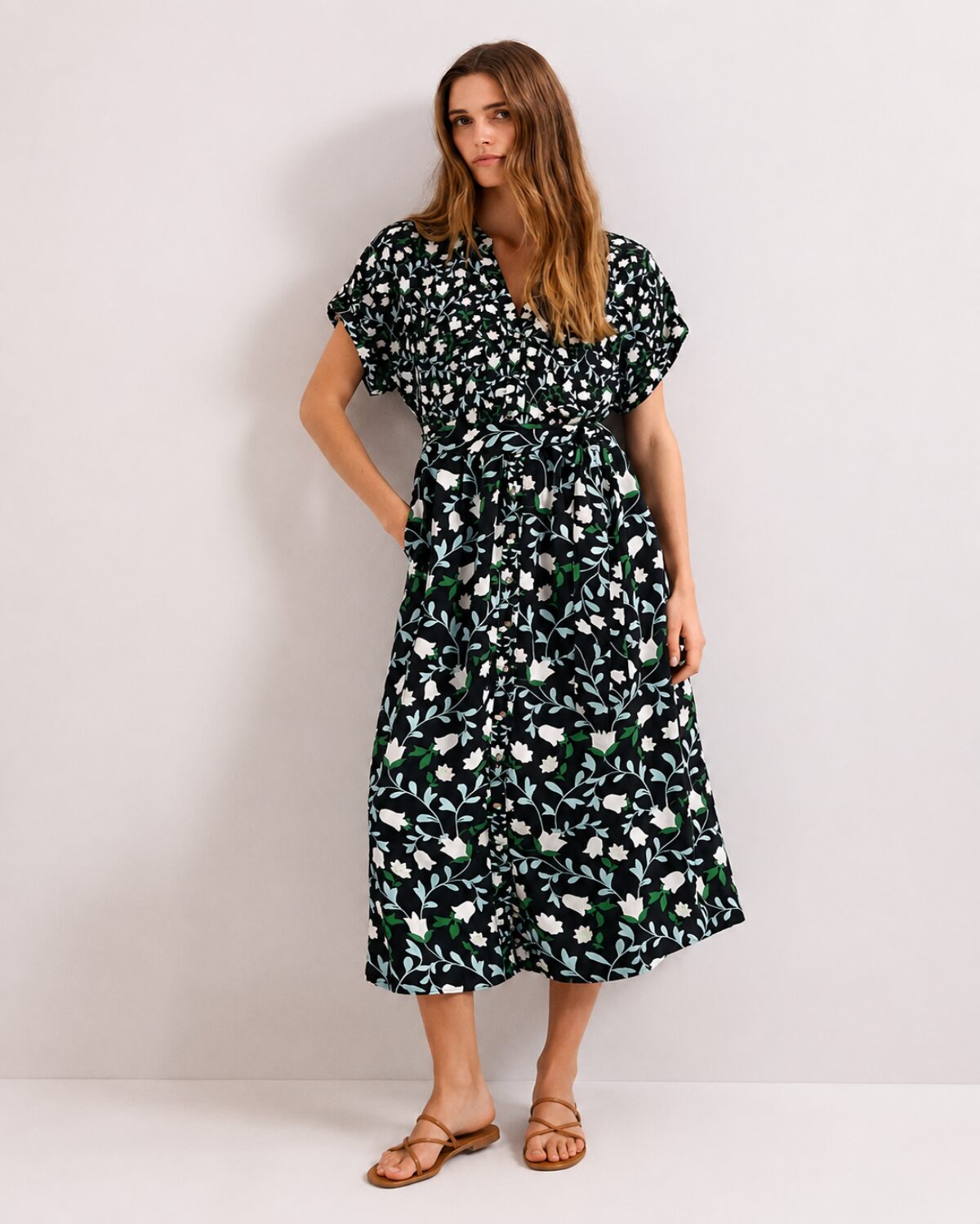 Floral Midi Shirt Dress - Image 2