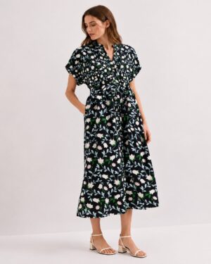 Floral Midi Shirt Dress
