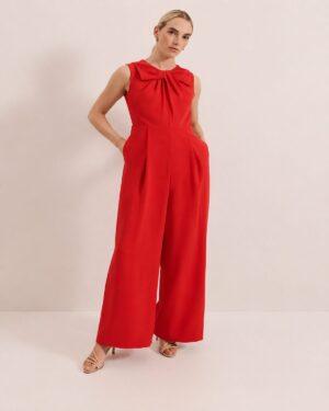 Red Twist Front Jumpsuit