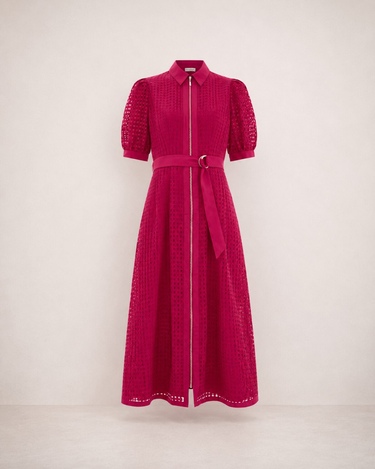 Textured Zip Front Midi Dress - Image 4