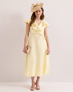 Yellow Ruffle Midi Dress