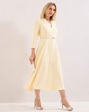 Yellow Tailored Midi Dress